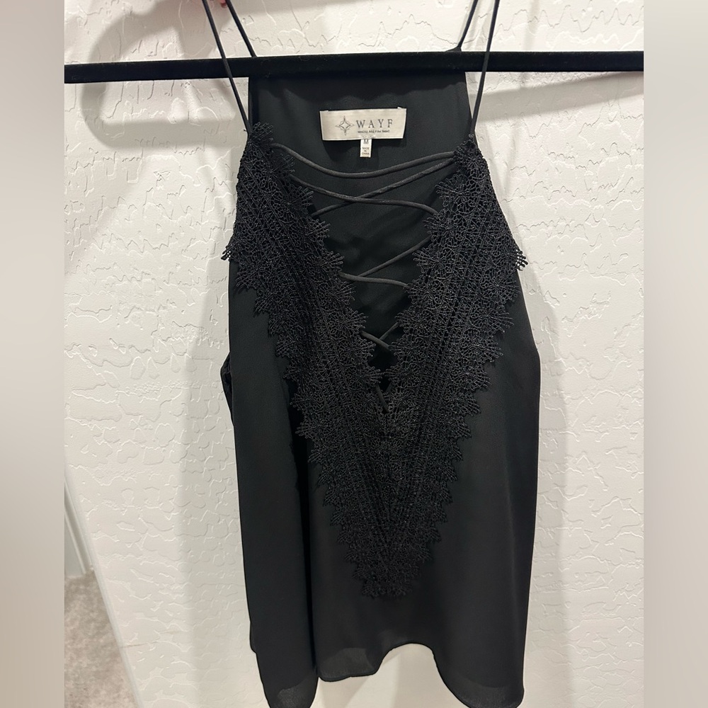 Black low v neck with lace